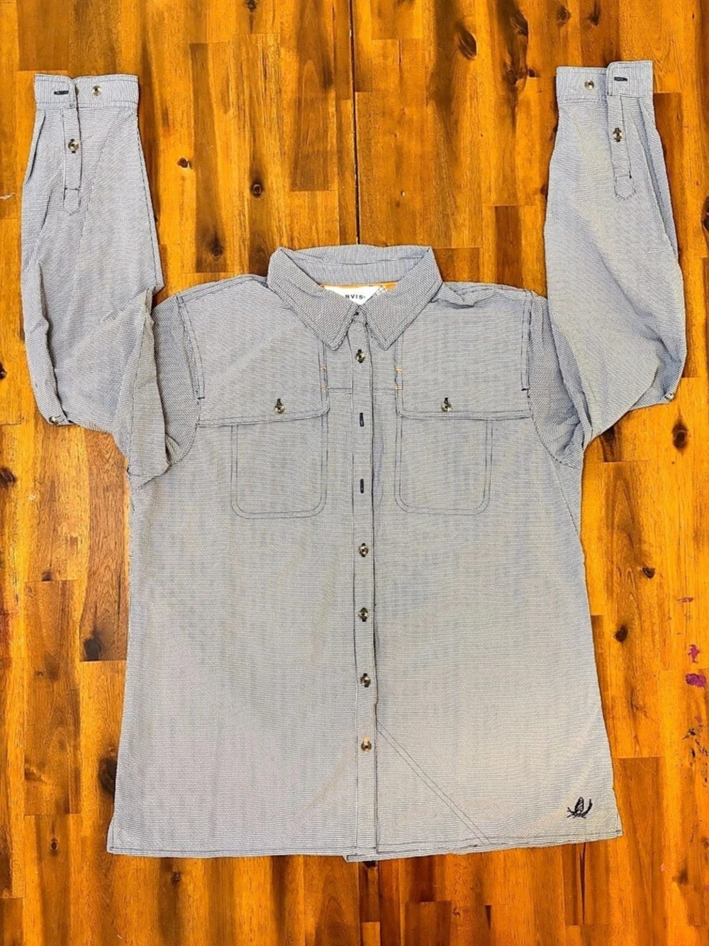 Orvis Men's Checkered Button Down in Gray & White